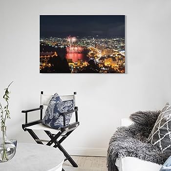 Amazon.co.jp: 絵画 海道 函館市 函館夜景と冬花火インテリア 絵画